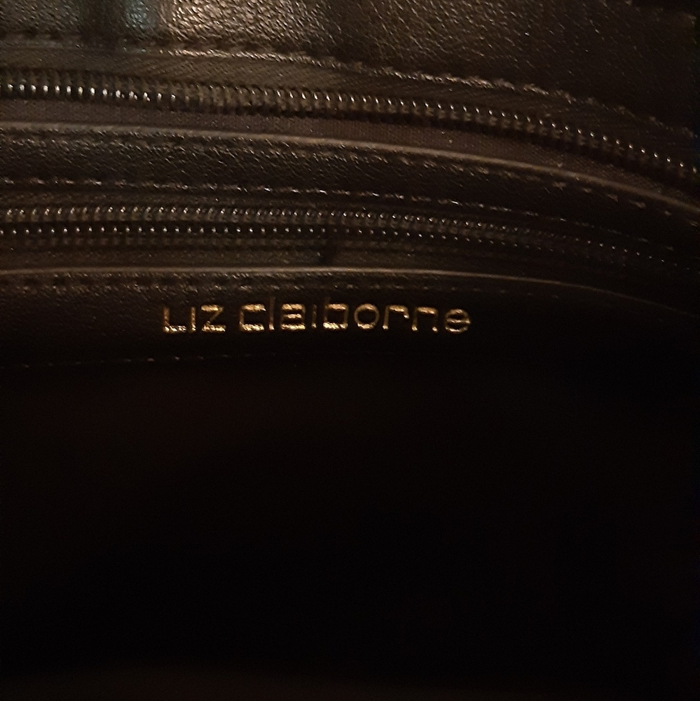 Liz Claiborne Black & Gold Tie Purse With Zippers - Picture 6 of 10